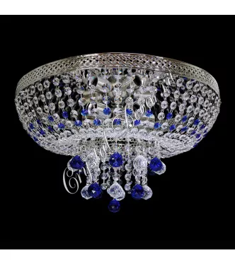 Люстра хрустальная Италия 1 Салют (Шар-Пирамида) Синяя